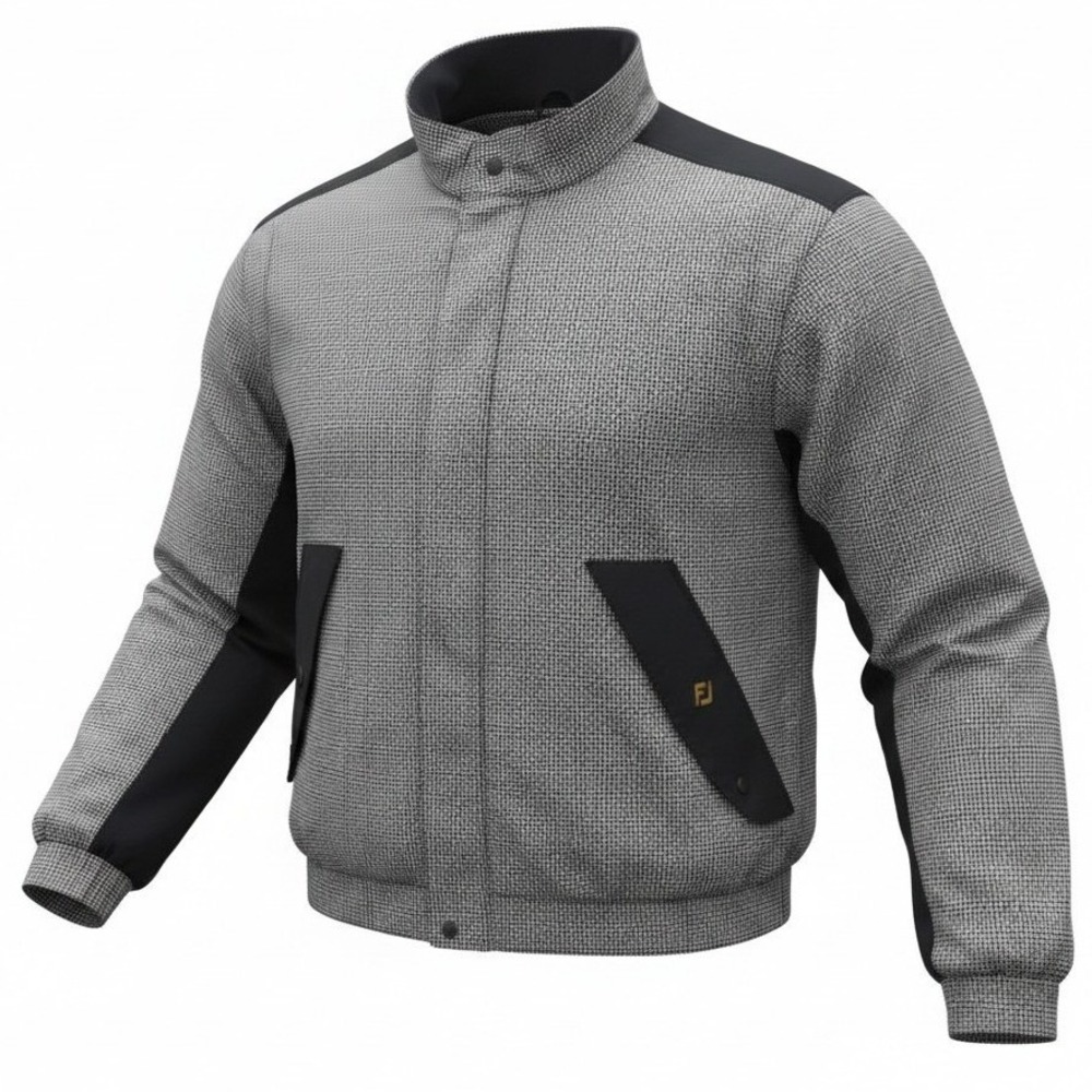 FootJoy DryJoys Jacket Mens L Large Black White Houndstooth Golf Windbreaker